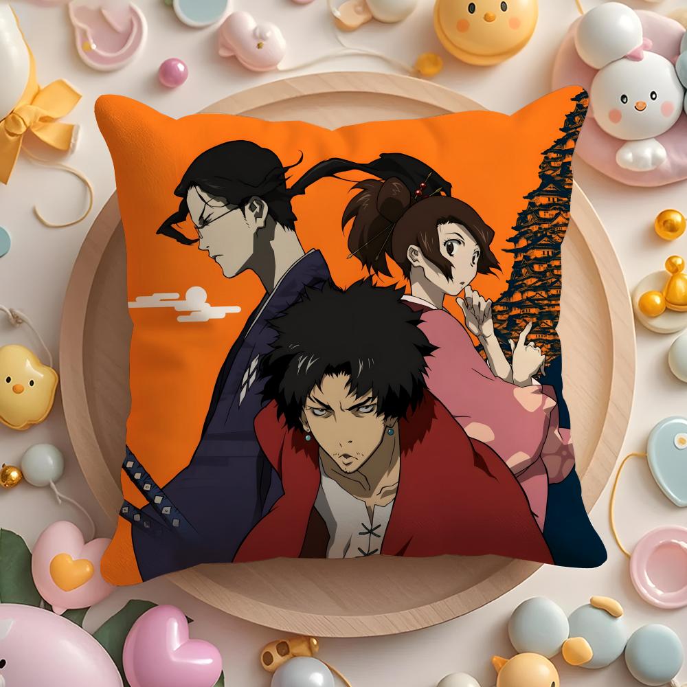 Подушка с принтом аниме S-Samurai C-Champloo, чехол для подушки для дома и автомобиля, многоцелевой, двусторонний, мягкий и прочный для ежедневного использования