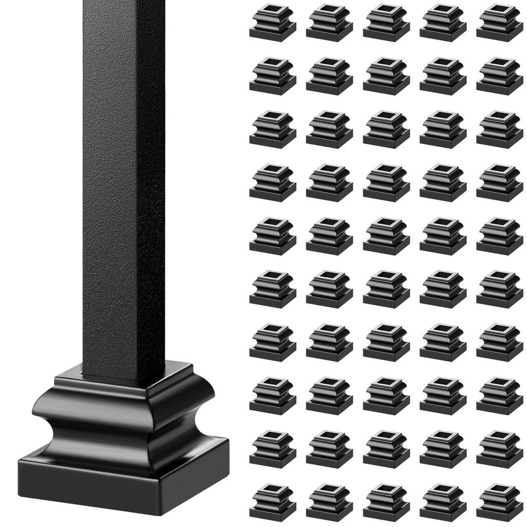 VEVOR Aluminum Alloy Baluster Shoes Stair Flat Shoe with Screw Holes for 1/2 Inch Square Scroll Basket Twist Knuckle Staircase Balusters Metal