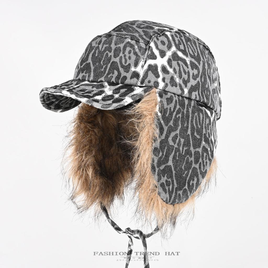 Американская плюшевая шапка с леопардовым принтом, мужская и женская, зимняя, теплая и холодная, для активного отдыха, для велоспорта, шапка-пилот с ушами