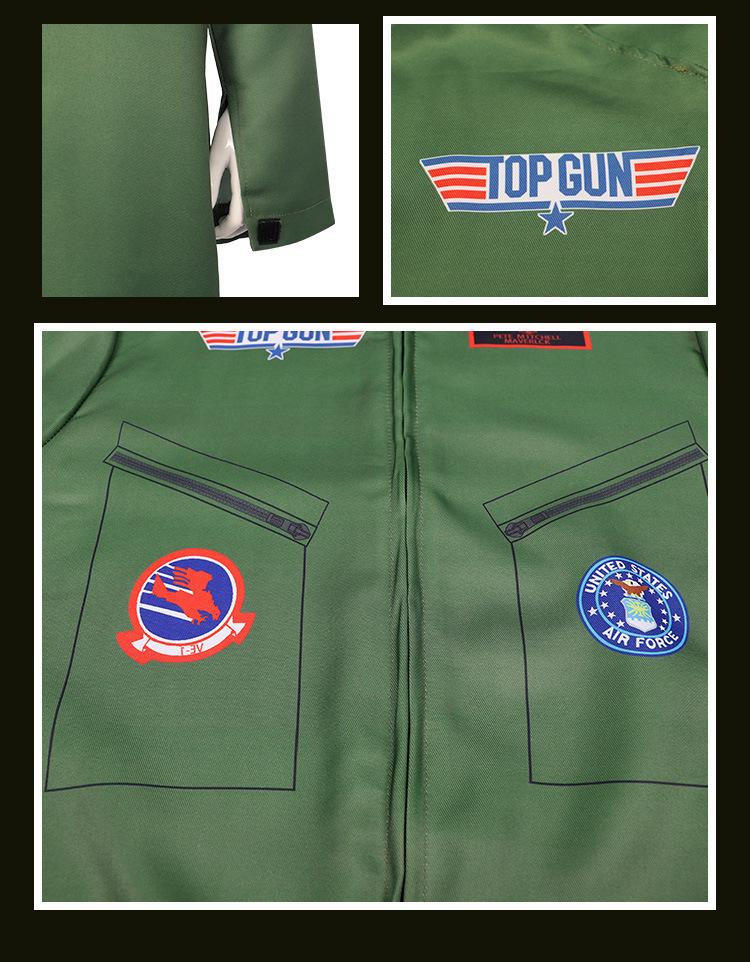 Армейский зеленый костюм пилота Top Gun на Хэллоуин для вечеринок и выступлений