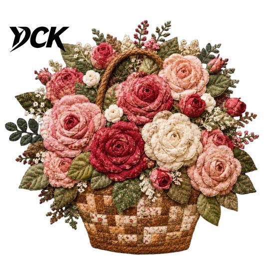 3D Цветочная корзина Поделка Цветочный пэчворк DIY Набор, Многослойные тканевые цветы Изготовление Ручные принадлежности для творчества Швейный проект для взрослых, Идея для подарка Текстурированный
