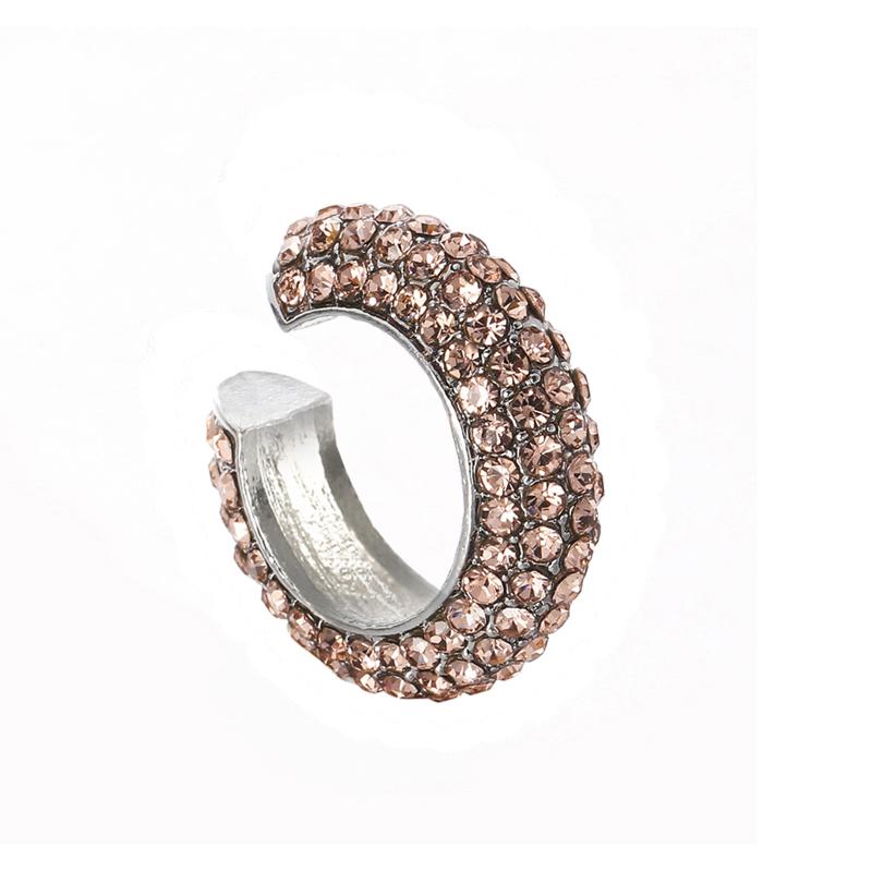 Модные серьги-клипсы на хрящ уха в форме буквы С, круглые, для женщин, фейковые, без прокола, с кристаллами, стразами, геометрические украшения, золотые