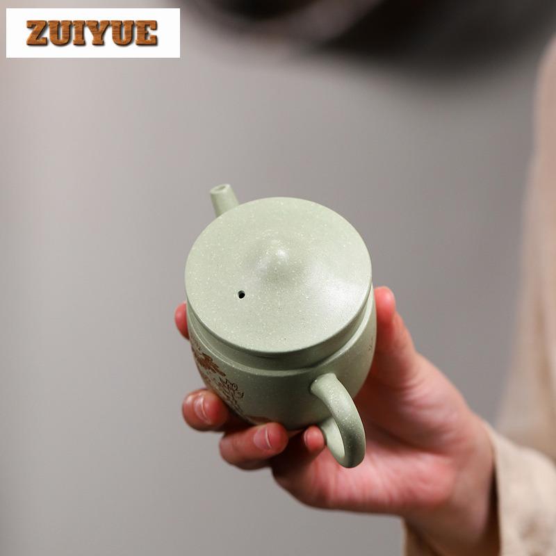 170ml Aesthetic Yixing Purple Clay Teapots Handmade Old Fisherman Pot Raw Ore Bean Green Mud Kettle Zisha Teaset Cafes Ornaments