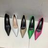Модные туфли-лодочки с острым носком для женщин 2024 Новые поступления Черный/Белый/Хаки/Зеленый/Розовый Неглубокие туфли-лодочки на тонком высоком каблуке Офисная обувь для женщин