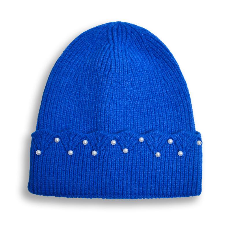 Women S Fashion Pearl Knit Hat Winter Warm Ear Protection Cap