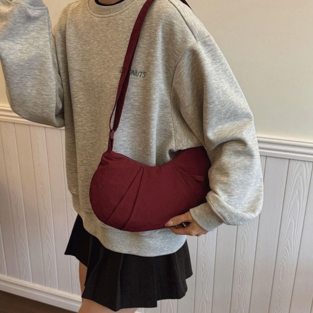 Korean Style Zipper Dumpling Bag Lightweight Sports Messenger bag Nylon Shoulder Bag Male/Female