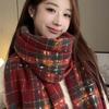 Soft Plaid Knitted Scarf Classic Women Thickened Scarf Gifts Long Tassel Neckscarf  Spring