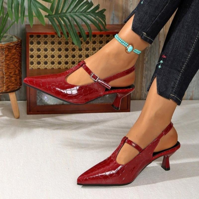 Baotou Sandals Spring and Summer New Pointed Toe Shallow Mouth Stiletto Patent Leather Temperament High Heels