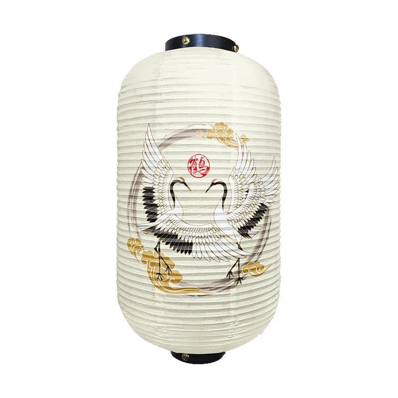 Chinese Traditional Crane Pattern Lantern Beautiful Ukiyo-e Style Paper Cuisine Sake Pub Bar Izakaya Restaurant Decor Lantern