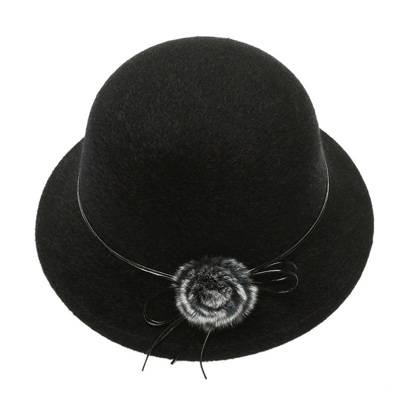 Winter Hat Wool Ball Imitation Mink Fur Fisherman's Hat Grandma Outdoor Fashionable Sun Protection Warm Woolen Pot Hat