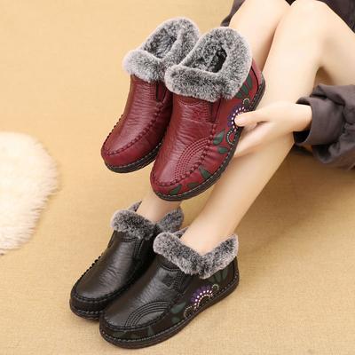 Зимняя обувь для мам из бархата, теплая обувь для женщин среднего и пожилого возраста из хлопка, старая пекинская тканевая обувь, легкая, мягкая подошва, нескользящая, для бабушек, хлопковая обувь