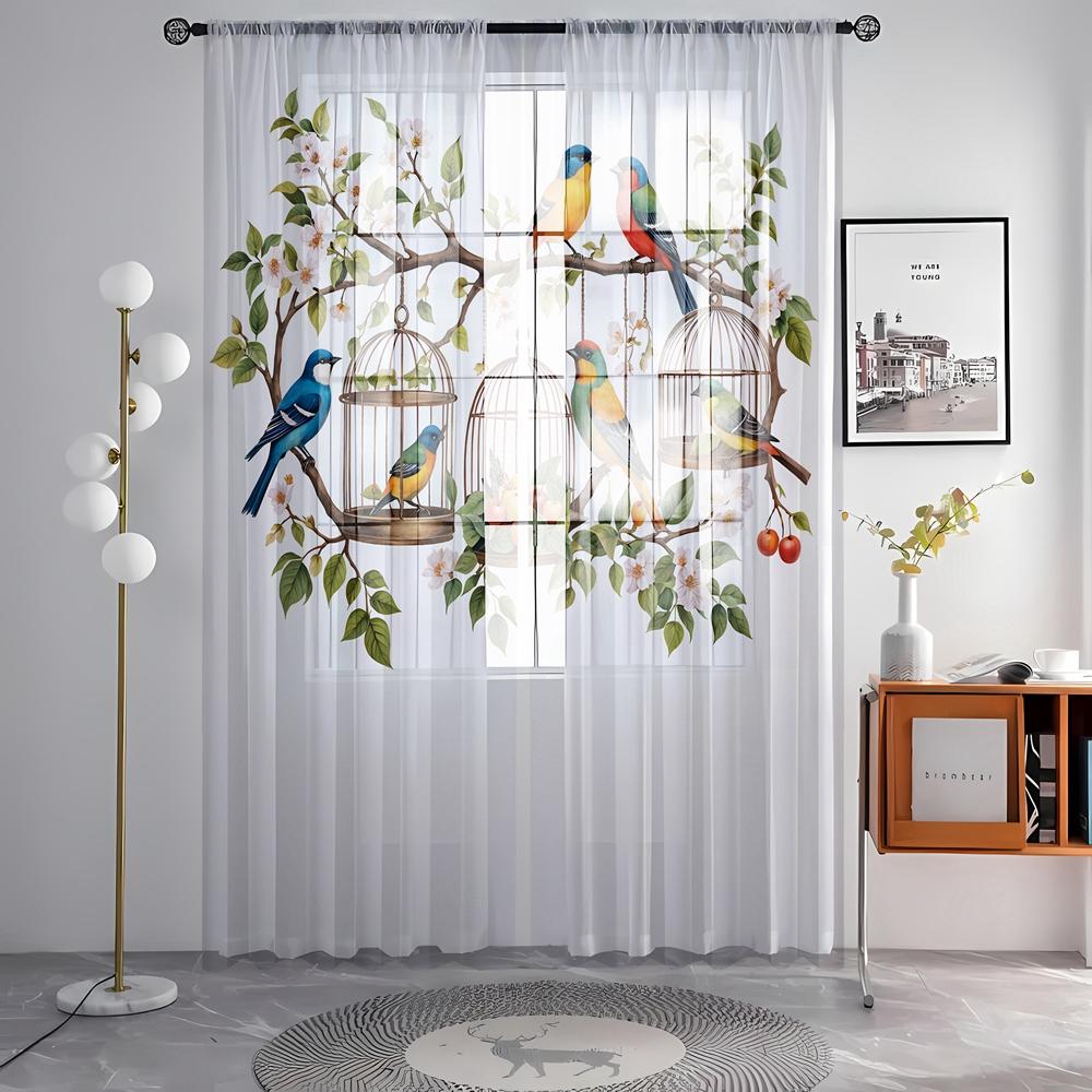 2 шт. HD цифровая семицветная птичка цветок фигурка напечатанная на окне балдахин украшение дома стиль декоративная гостиная спальня R