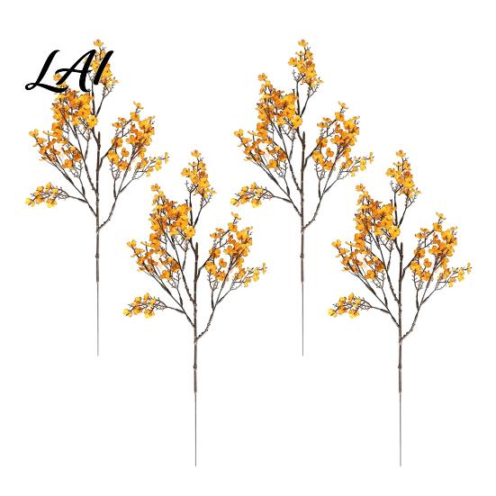 Autumn Themed Interior Plant Ornaments Realistic Artificial Flowers for Home Decoration Silk Floral Orange Plants Halloween Decoration Branches Table