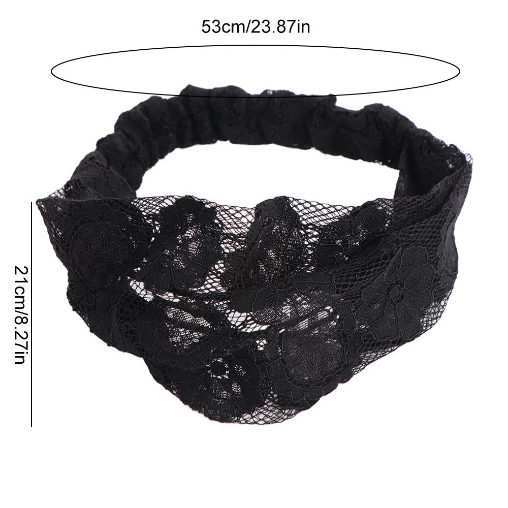 Hair Hoop Mesh Flower Headband Non Slip Wide Side Head Wrap Fashion Lace Hairbands Party
