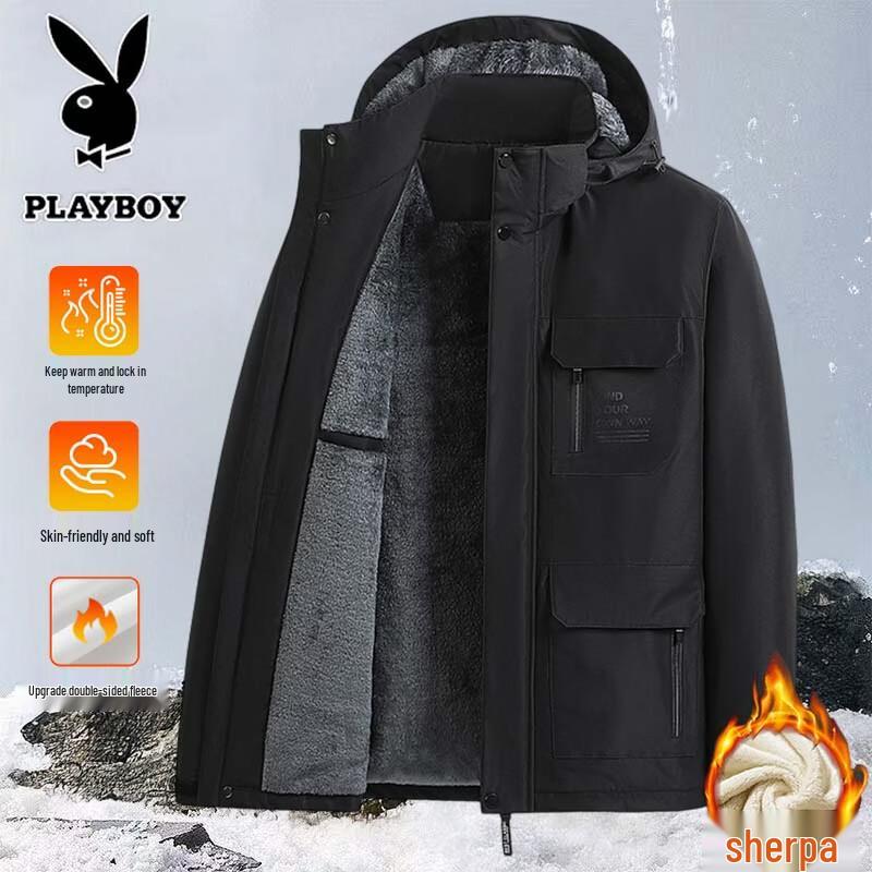 PLAYBOY Мужское зимнее пальто со съемной подкладкой из натуральной овчины
