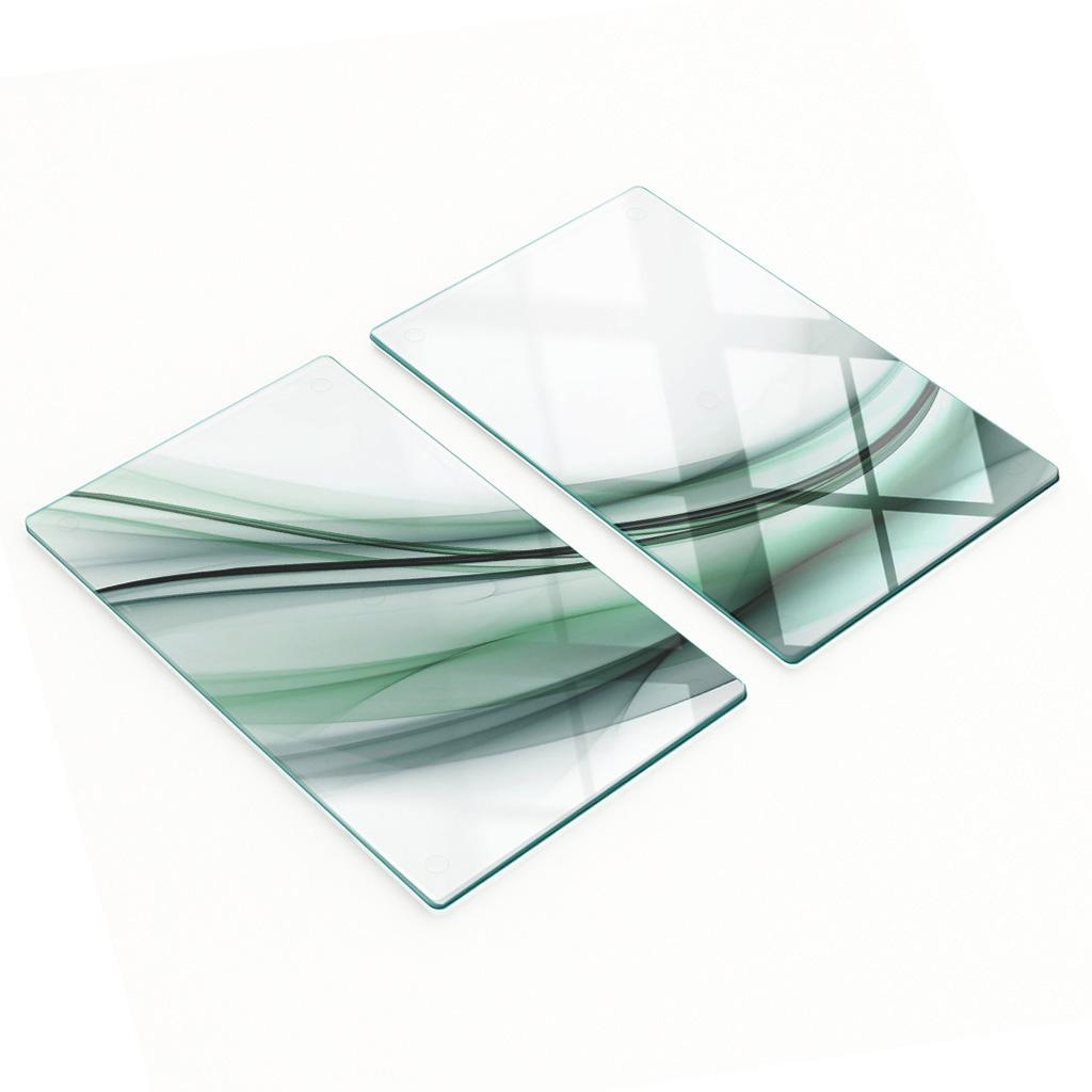 Two Decorative Tempered Glass Chopping Boards Abstract 2x30x52 cm