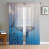 Shark Silhouette Curtain Window Tulle For Living Room Bedroom The Kitchen Window Treatment Decorations Curtains