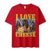 Я люблю сыр Смешной мем со скелетом Графическая футболка Женская Винтажная футболка с коротким рукавом Модная футболка Женская одежда
