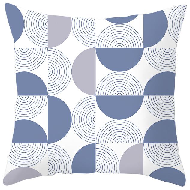Nordic Blue and Purple Abstract Geometric Pillowcase Peach Leather Velvet Printed Home Fabric Sofa Pillow Cushion Cover