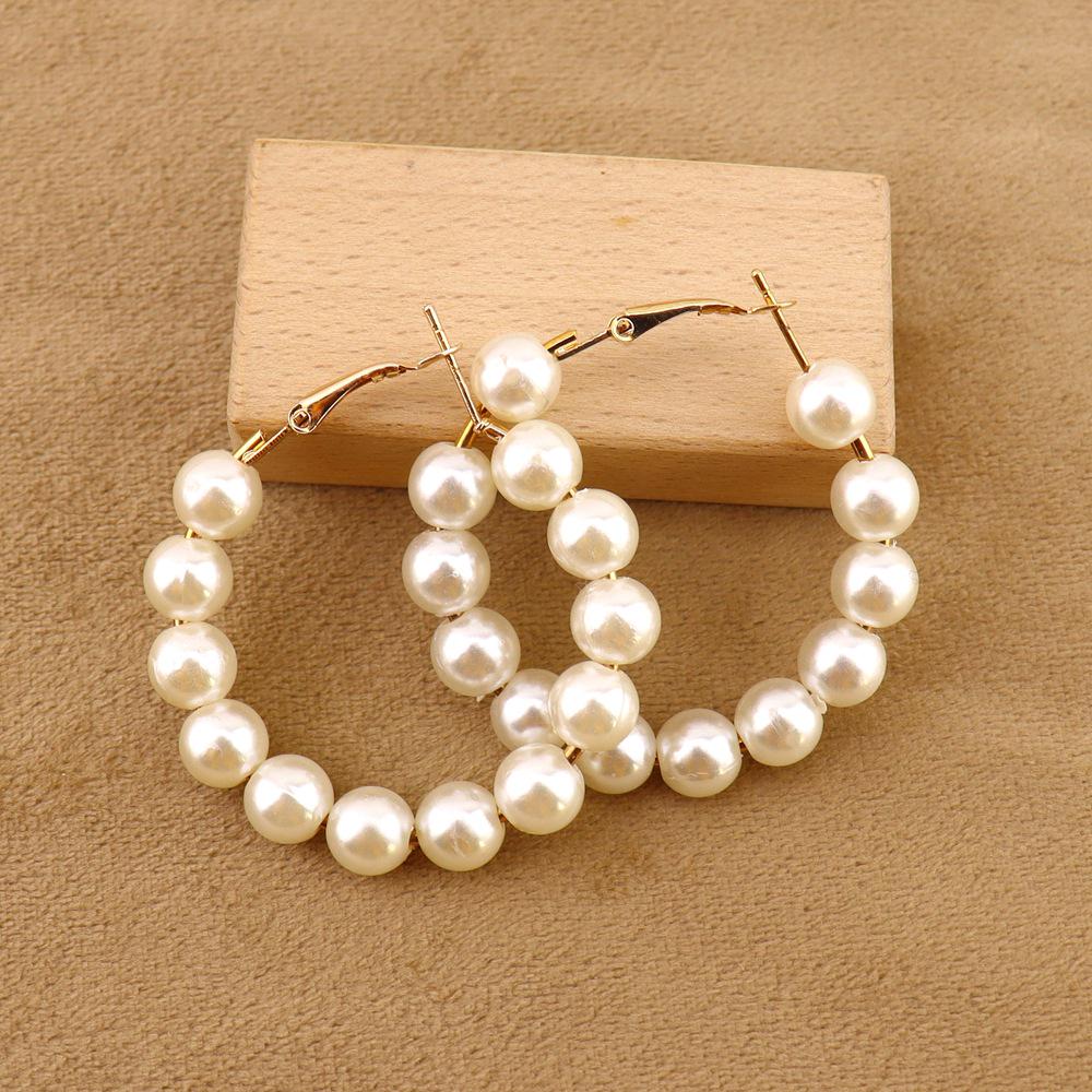 Gold & Silver Geometric Pearl Rice Bead Earrings - Trendy, Versatile, Retro E82