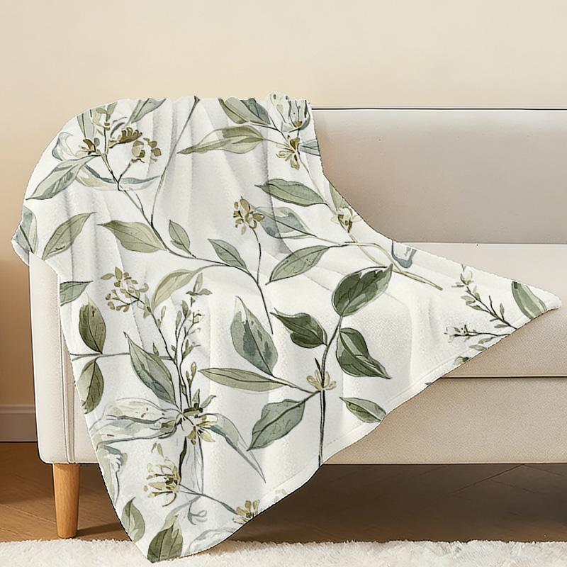 Thick Warm Flannel Blanket with Plant Print,Soft Cozy Home Decor Blanket for Christmas & Halloween