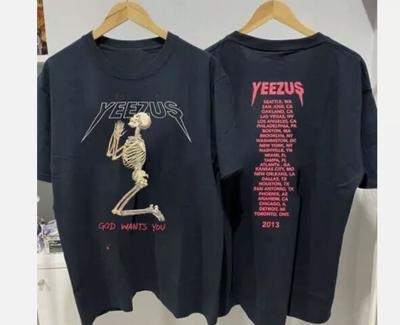 Kanye West 2013 Тур Yeezus Бог хочет тебя Хлопковая Черная Унисекс Футболка
