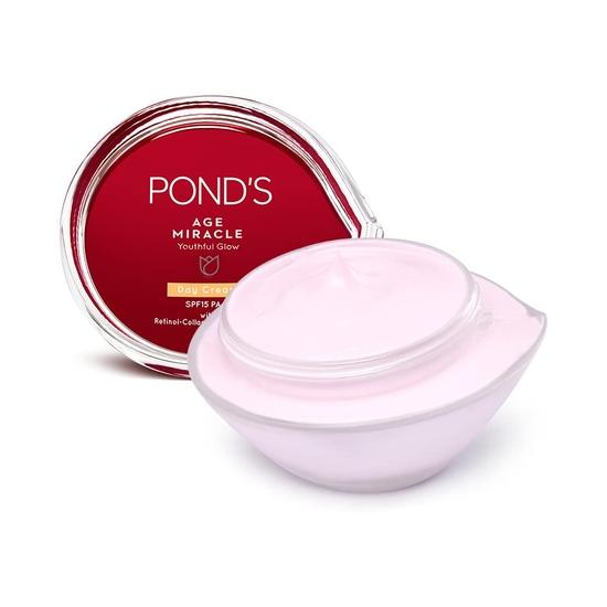 POND'S Дневной крем Age Miracle Youthful Glow с SPF 15 PA++, крем против старения, с 10% комплексом ретинола и коллагена B3, борется с дряблостью кожи, 50 г