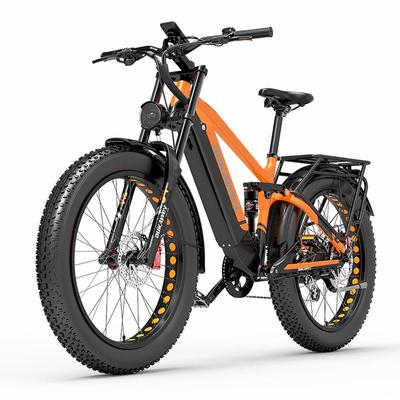 Электровелосипед Dukawey Silvertip8 26" с толстыми покрышками, двигатель 1000 Вт, полный амортизатор, взрослый электровелосипед, 52 В 20 Ач, двойные гидравлические тормоза, максимальная нагрузка 150 кг