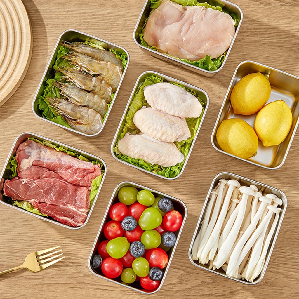 Милый контейнер для еды 304 нержавеющая сталь квадратный герметичный контейнер для сохранения свежести с крышкой штабелируемый криспер коробка для хранения продуктов