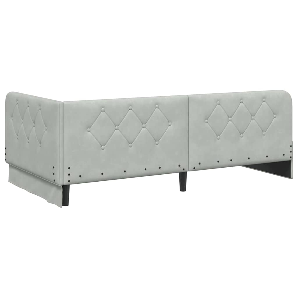 Corner Bed Frame Light Grey 90 x 200 cm Velvet