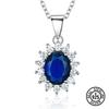 925 Sterling Silver Pendant Dianna Created Blue Sapphire Pendant Without Chain For Women Elegant Classic Fine Jewelry
