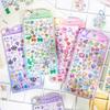 Kids 3D Crystal Relief Stickers - Cute Ghost Bird Strawberry Rabbit Penguin Decals Waterproof for Kpop Photocard DIY Decor Gifts