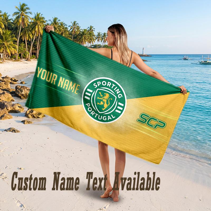 Sporting CP Design Beach Towel Custom Text Large Towel for Beach Vacation