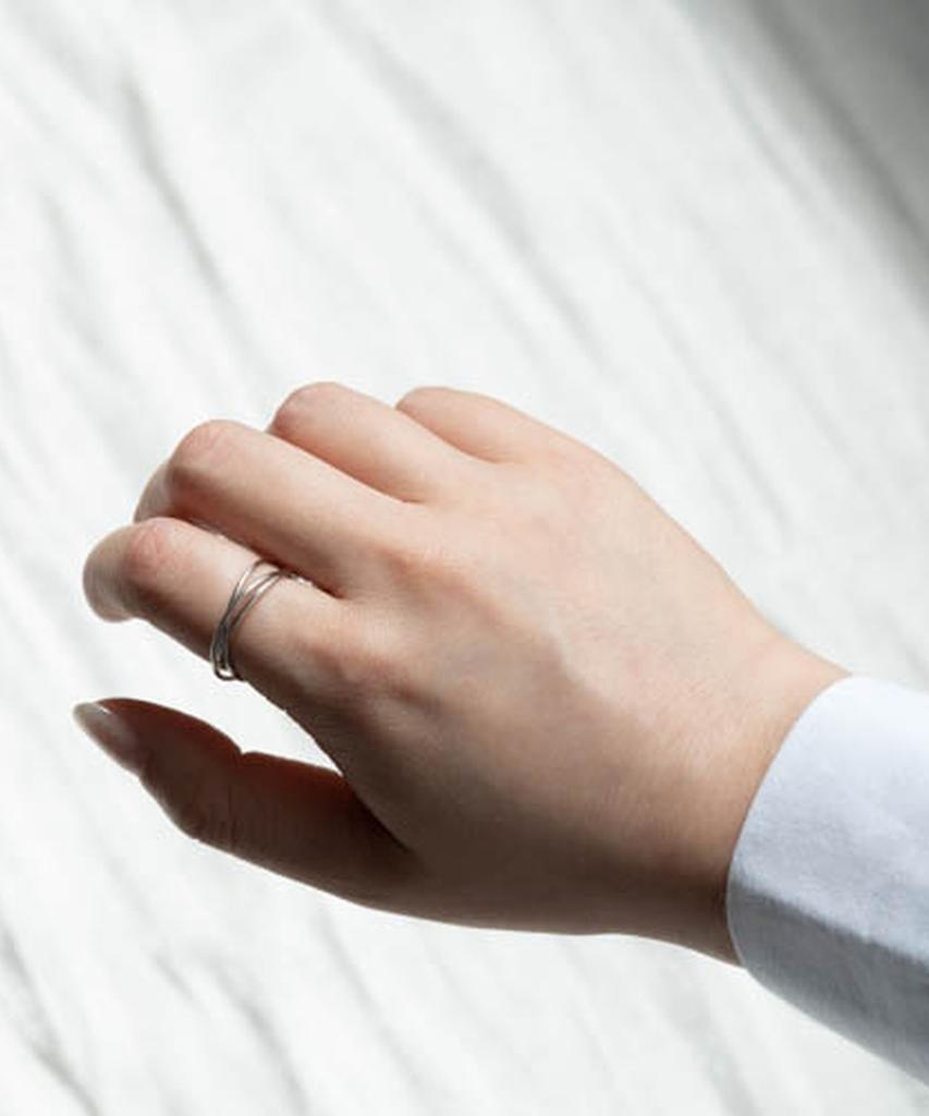 Серебряное кольцо Alleun 925 пробы, многослойное, серебряная нить, Колено Дружбы