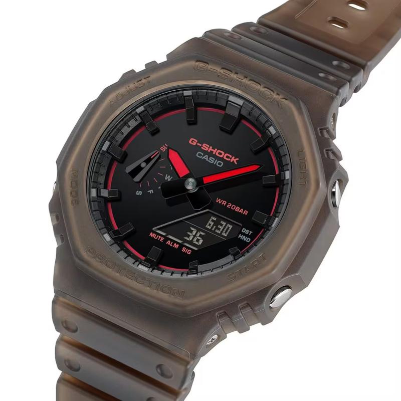 Casio Серия 2100 Водонепроницаемый секундомер 200 метров Кварцевые часы на ремешке из смолы мужские черный циферблат GA-2100K-5AJF