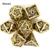 7 Pcs Golden Black Hand Metal Dice Solid Metal Polyhedral Dice Set Suitable for Role-Playing RPG  Board Game Card Game