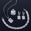 Ki0069 Trend Rectangular Zircon Set, Earrings, Necklace, Pendant, Bracelet, Four-Piece Set.