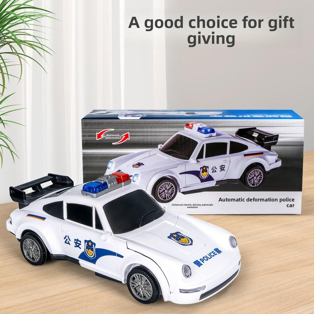 Electric Large Police Car Model With Sound Light And Auto Transformation For Kids Play