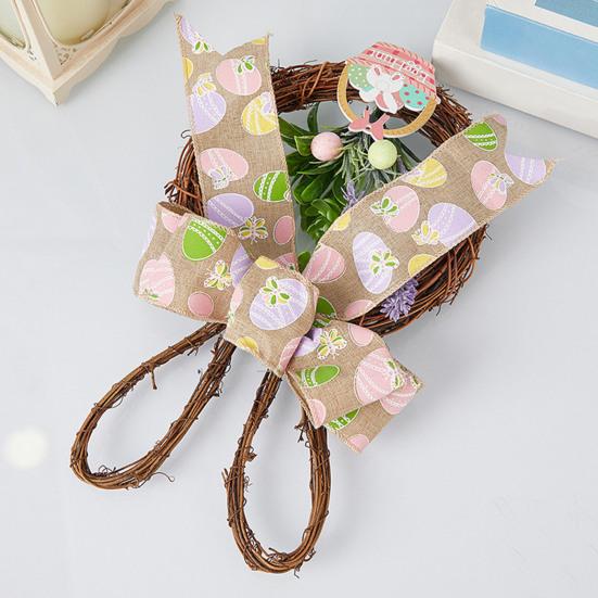 Венок пасхального кролика из ротанга, плетеный в форме кролика, венок с бантом, искусственная зелень для камина, двери, стены, окна, декор