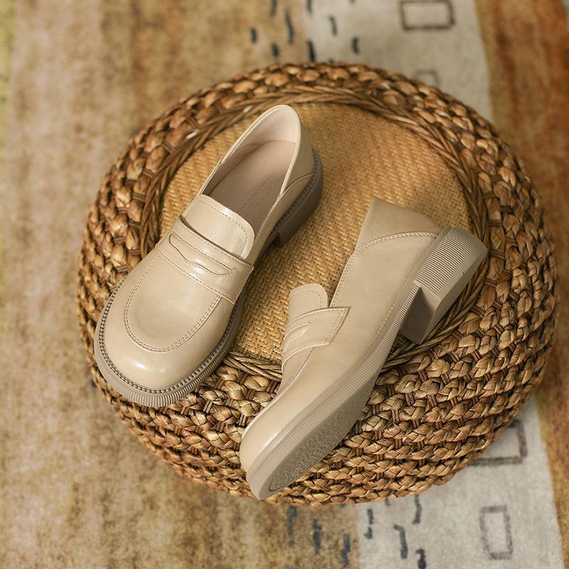 Французские туфли на платформе женские кожаные туфли с одной педалью из лакированной кожи с эффектом ленивой посадки ретро мягкие кожаные туфли из кожи