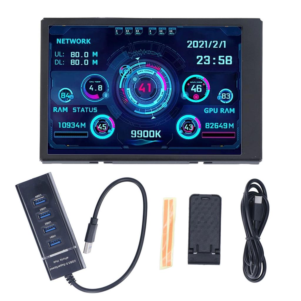 3.5in Display Screen Monitor Set 360 degrees Rotatable IPS Full View Angle Monitor for ITX Chassis