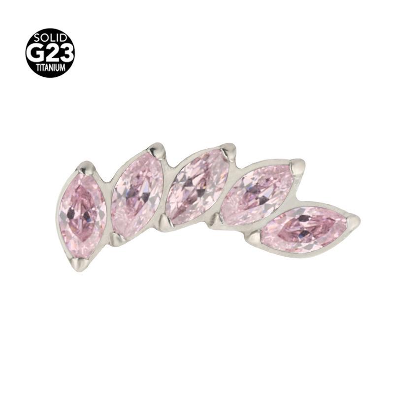 Серьги-пусеты из разноцветного циркония «Маркиза» – F-136 Титановый сплав для пирсинга губы и хряща уха.