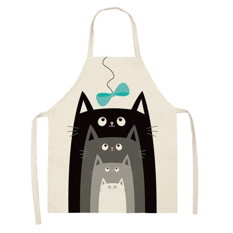 1 Pack Black Cat Pattern Men and Women Suitable for Home Dinner Kitchen Cooking Apron Cleaning Apron Anti-fouling