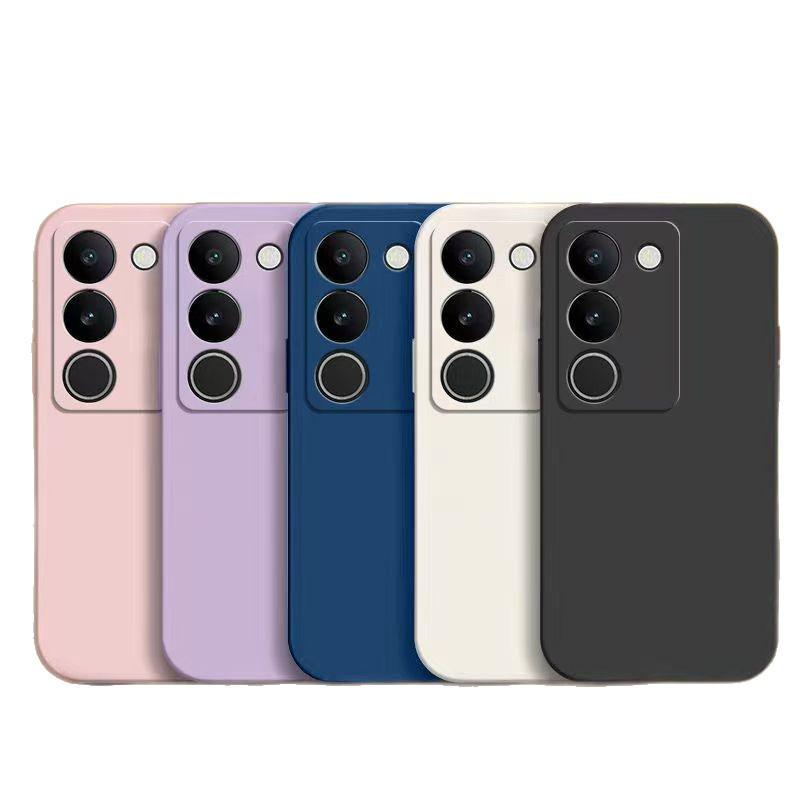 Compatible with vivo V29 5G: Solid Color Rubik's Cube Liquid Silicone Soft Shell – Full Coverage & Drop-Proof