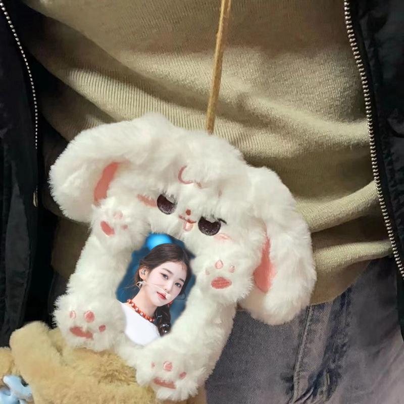 Cute Rabbit Plush Card Display Set Ins Meal Card Kpop Photo Card Holder Id Card Protective Small Card Sleeves Photocard Holder