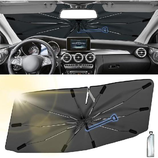 Автомобильный козырек 2024 года для переднего лобового стекла с ручкой против царапин на 360 °, складной солнцезащитный козырек для автомобильного зонта, солнцезащитный козырек для лобового стекла, подходящий для внедорожника седана