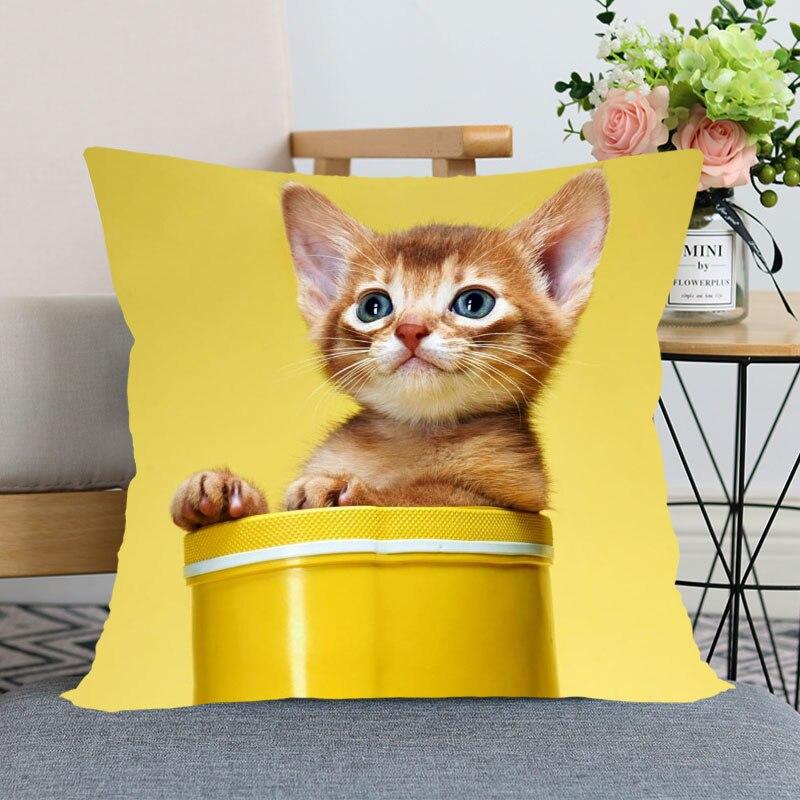 45x45 см полиэстер, Новое поступление, наволочка с изображением кошки, домашнего декора, наволочка, наволочка на невидимой молнии