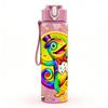 1PC Bright Rainbow Abstract Character Pattern 750ml Color Plastic Sports Water Bottle Leakproof Flip Straw Lid Suitable for Sports Office Home Use