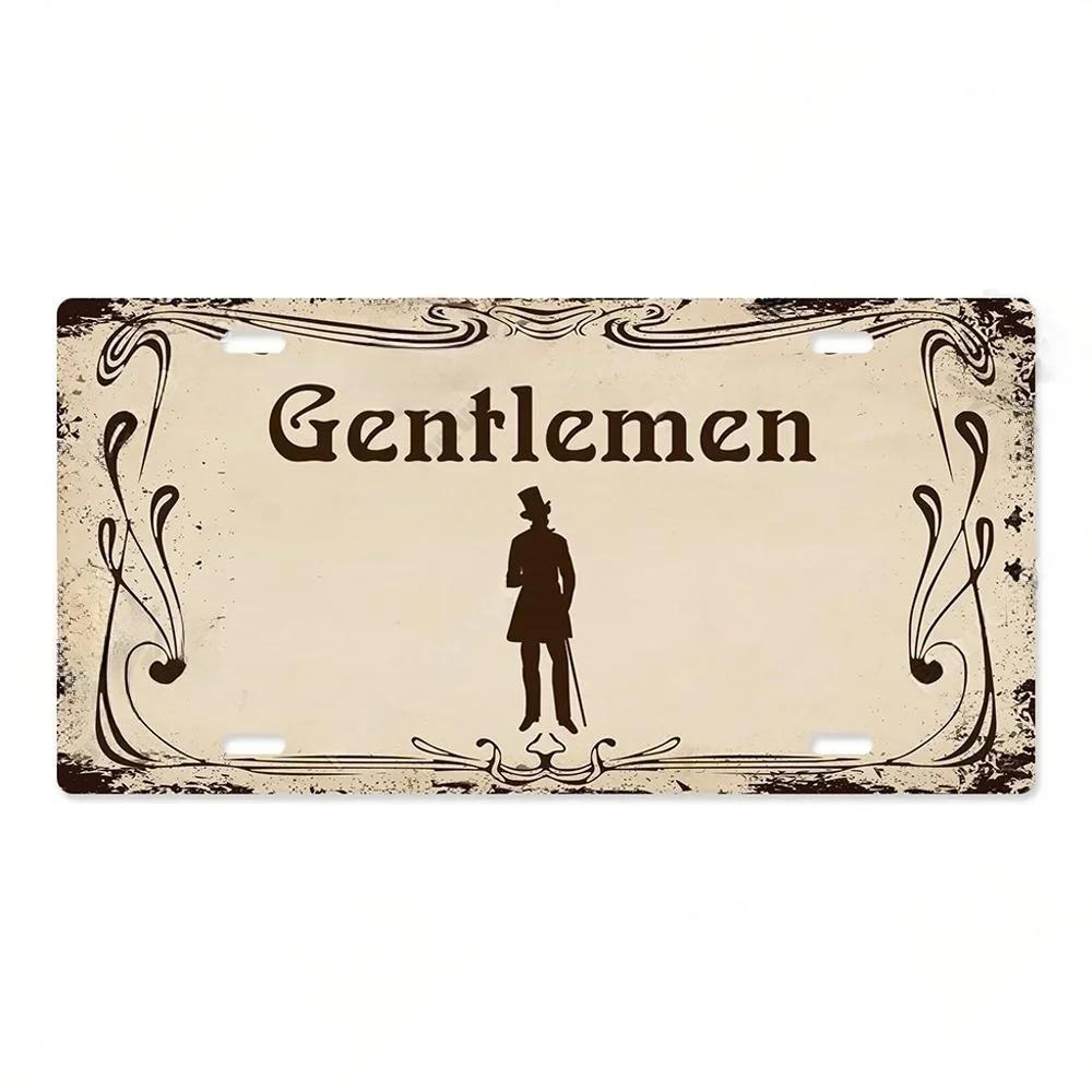 High Definition Metal Tin Sign Vintage Toilet Restroom License Plate Style Signs Set Retro Wall Art Decor for Home Bar Garage Ba