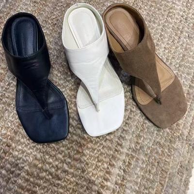 Летние шлепанцы с квадратным носком 2025, летние сандалии на высоком каблуке-танкетке для отдыха и отпуска